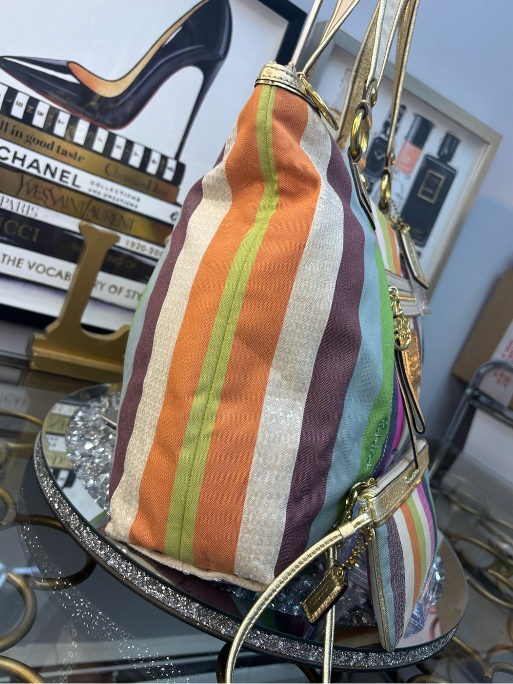 *SOLD*Coach 2010 y2k Poppy Legacy Stripe Glam Tote w/ matching wallet EUC - Picture 8 of 16